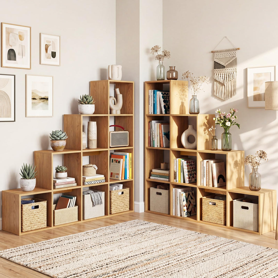 Giantex 51" Wooden 10-Cube Stepped Bookcase for Living Room