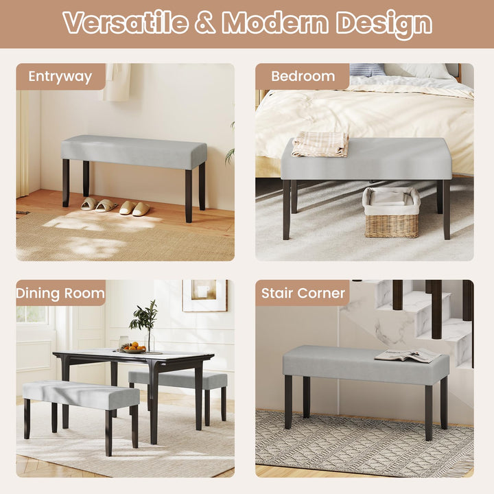 Giantex 40.5" Upholstered Entryway Bench with Padded Seat &amp; Solid Rubber Wood Legs Load 400Lbs