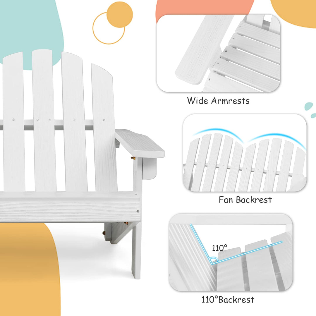 Giantex Kids 2-Seat Adirondack Chair - Fir Wood Double Loveseat with High Backrest, Arm Rest, 300 LBS Weight Capacity