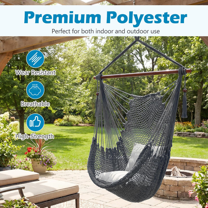 Giantex Caribbean Hammock Chair | Large Hanging Chair with Metal Spreader Bar
