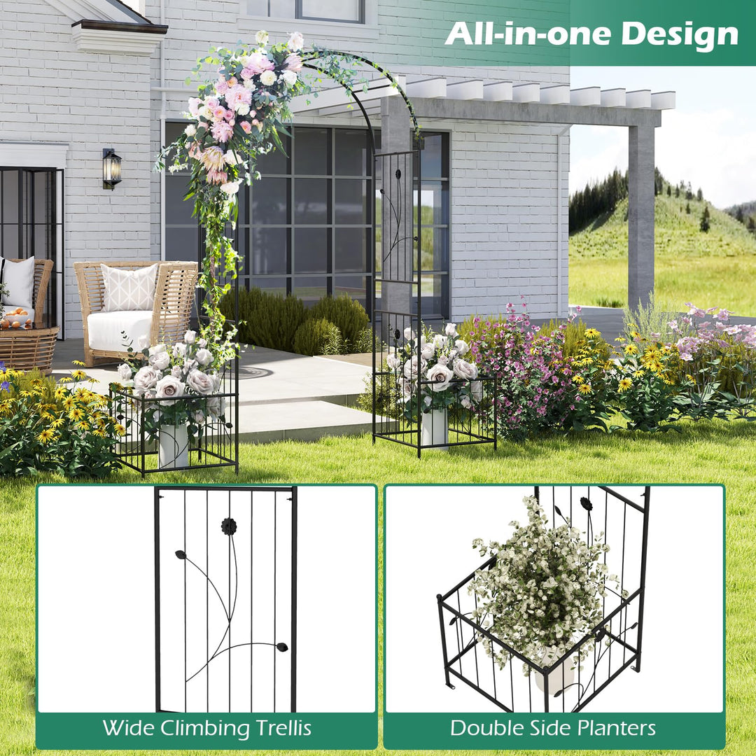 Giantex Garden Arch Trellis with Planters, 86&