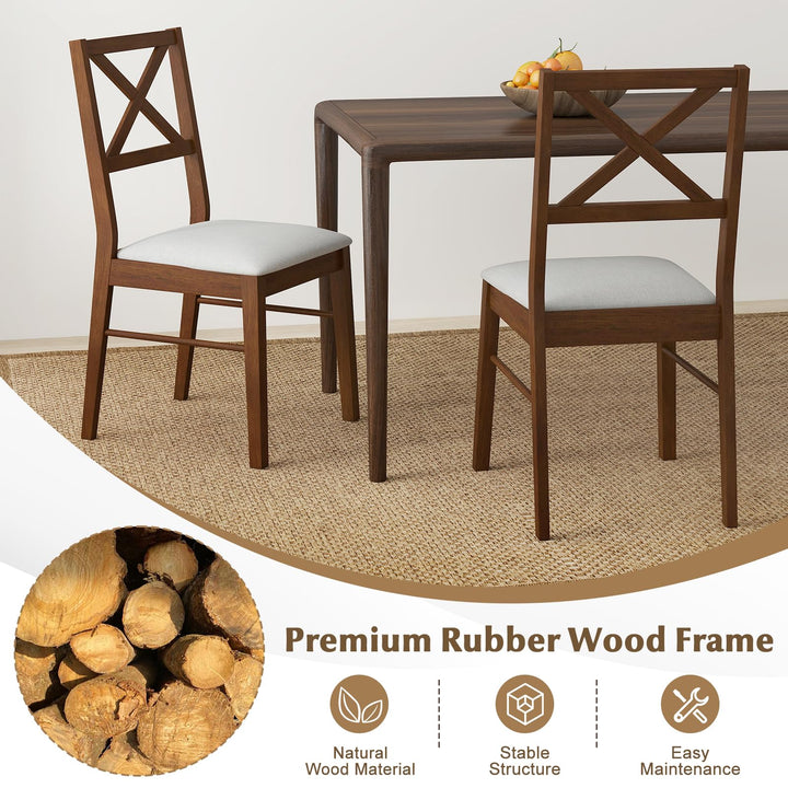 Giantex Wooden Dining Chairs Set of 2/4, Upholstered Kitchen Chairs w/Cross Back &amp; Padded Seat