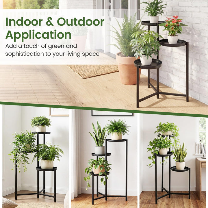 Giantex 3-Tier Metal Tall Corner Plant Stand Indoor Outdoor