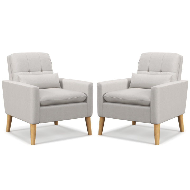 Giantex Modern Accent Chair, Mid-Century Linen Fabric Armchair