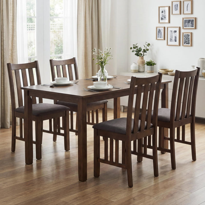 Giantex Rubber Wood Dining Chairs with Upholstered Cushioned Seat (2/4)