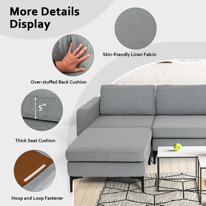 Giantex 94.5" L Convertible Sofa Couch, 3 Seat Sectional Sleeper with USB Ports &amp; Socket