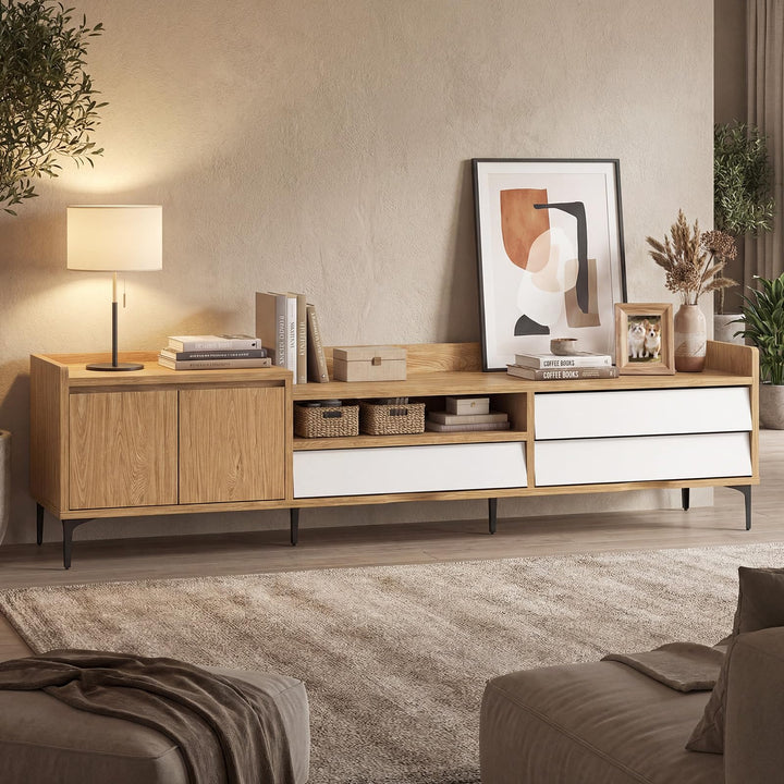 Giantex Modern TV Stand for 80" Television with Open Shelf