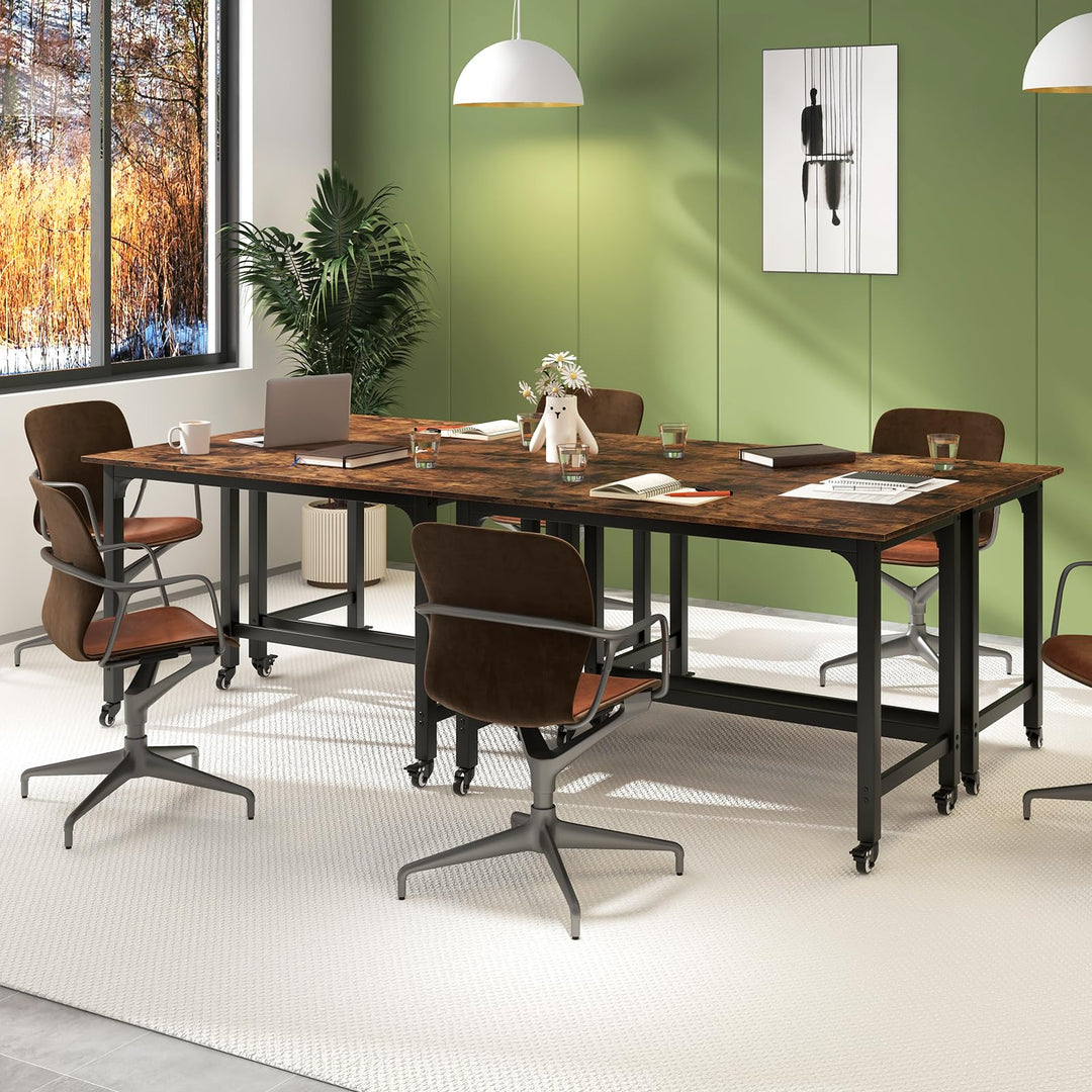 Giantex Conference Table, 48" Rectangular Mobile Meeting Room Desk with Removable Storage Bag &amp; 2 Hanging Hooks