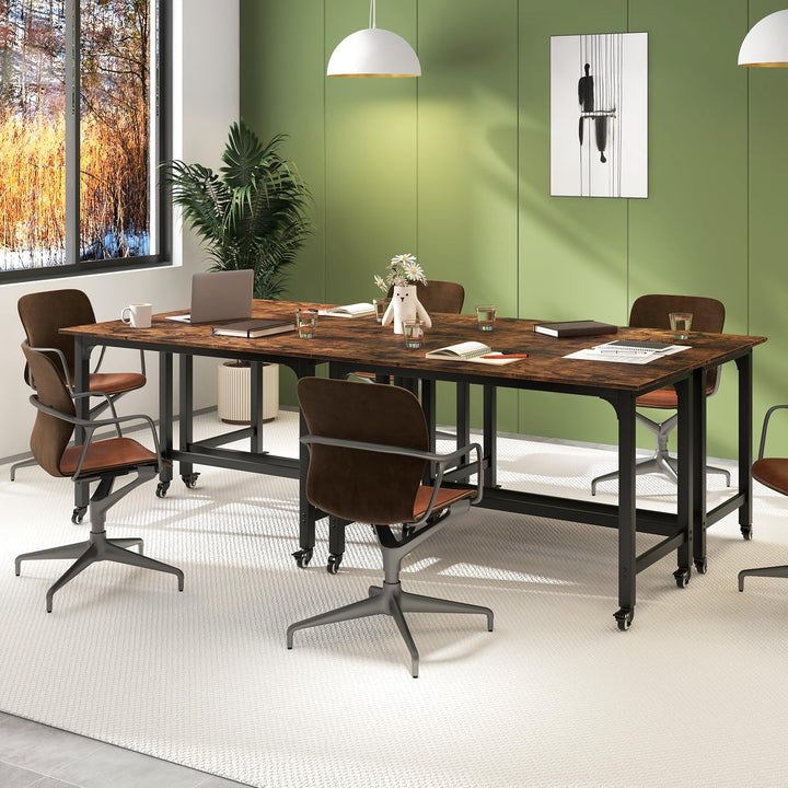 Giantex Conference Table, 48" Rectangular Mobile Meeting Room Desk with Removable Storage Bag &amp; 2 Hanging Hooks