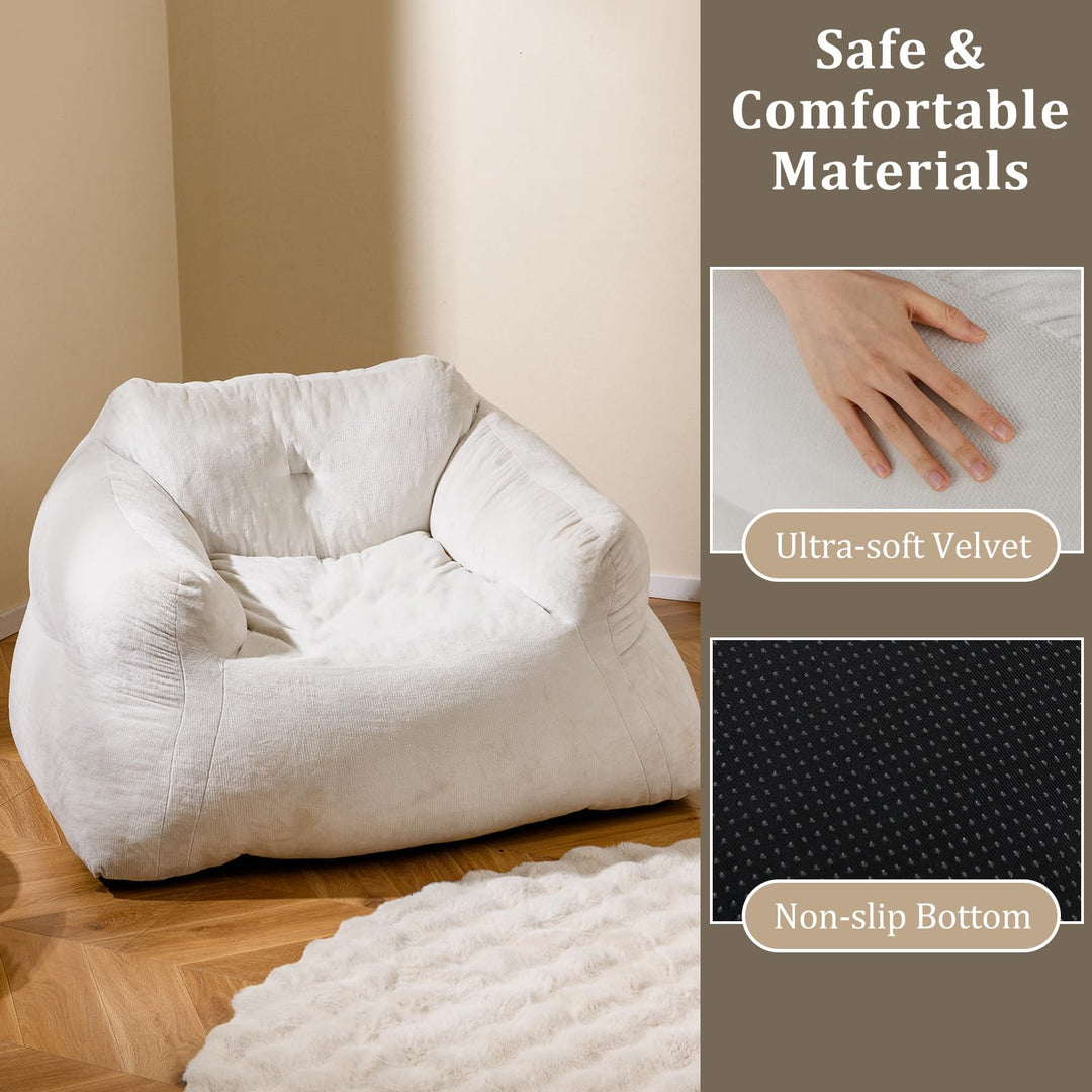 Giantex Bean Bag Chair for Adults Teens Plush Lazy Sofa with Ultra-Soft Velvet Cover &amp; Non-Slip Bottom