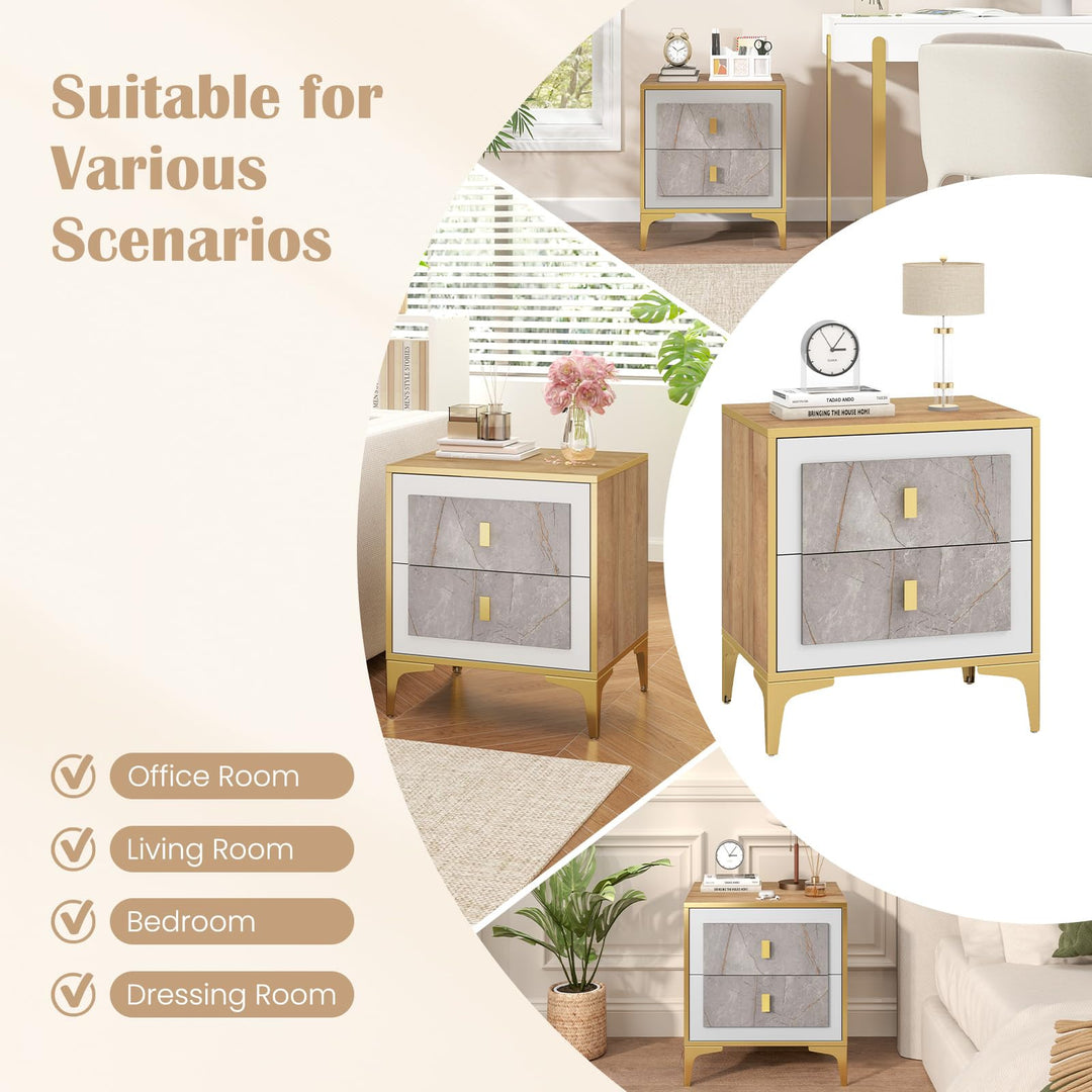 Giantex Modern Nightstand with 2 Drawers