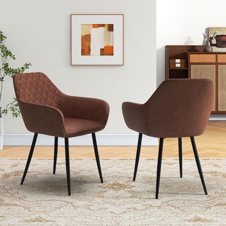 Giantex Mid Century Modern Dining Chairs Set of 2/4, Upholstered Accent Chairs w/Curved Backrest, Wide Seat &amp; Armrests