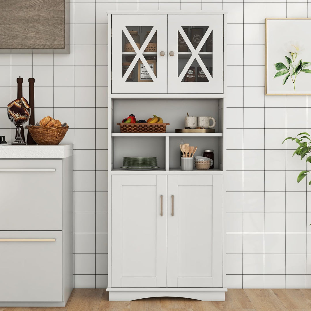 Giantex 57" Tall Bathroom Cabinet, Storage Cabinet with Acrylic Doors &amp; Adjustable Shelves