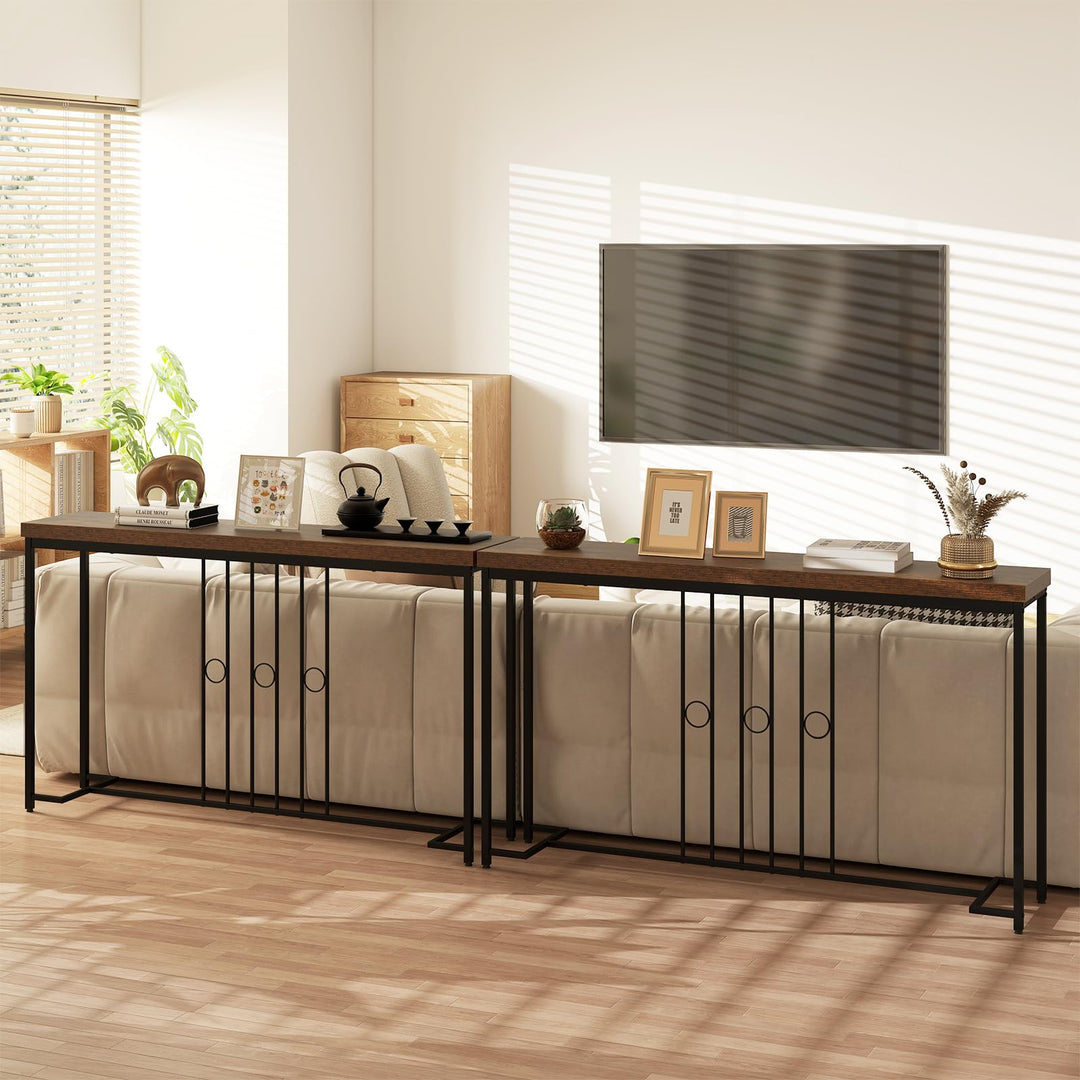 Giantex 55" Narrow Entryway Table with H-Shaped Base &amp; Spacious Tabletop