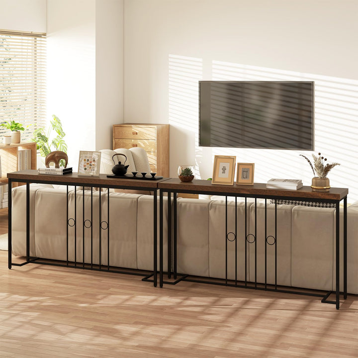 Giantex 55" Narrow Entryway Table with H-Shaped Base &amp; Spacious Tabletop