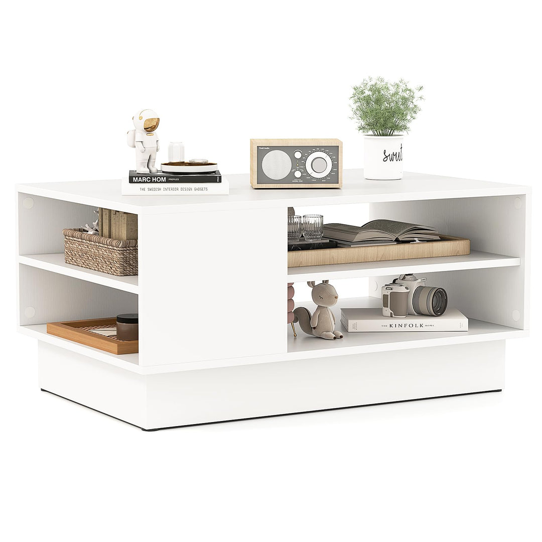 Giantex Coffee Table with Storage, Rectangle Accent Sofa Table with Shelf &amp; Elevated Base