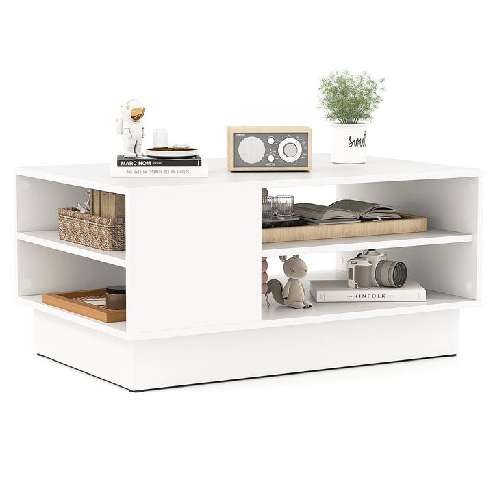 Giantex Coffee Table with Storage, Rectangle Accent Sofa Table with Shelf &amp; Elevated Base