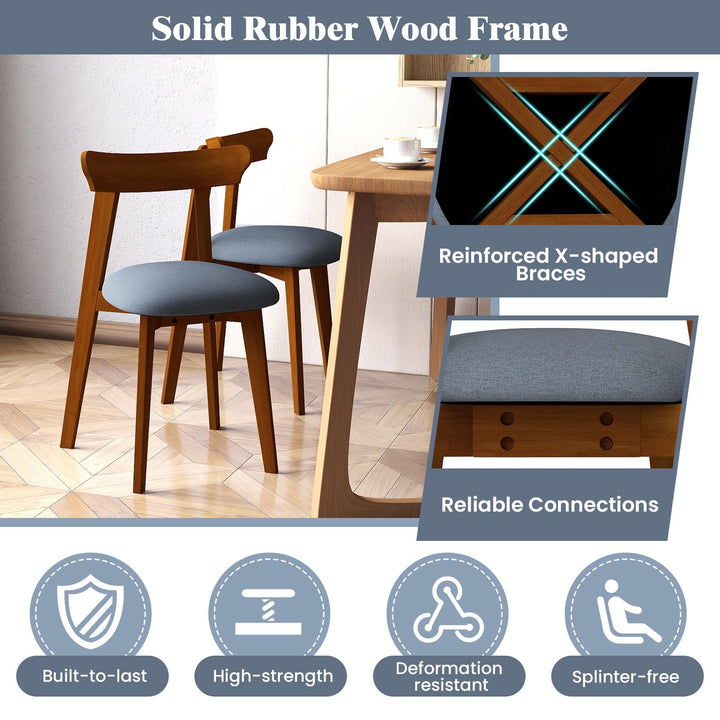 Giantex Wooden Dining Chairs Set, Mid-Century Kitchen Chairs w/Padded Seat &amp; Curved Backrest