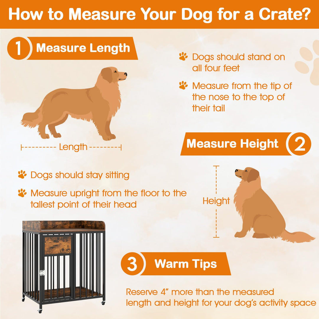 Giantex Dog Crate Furniture with Lockable Door &amp; Wheels