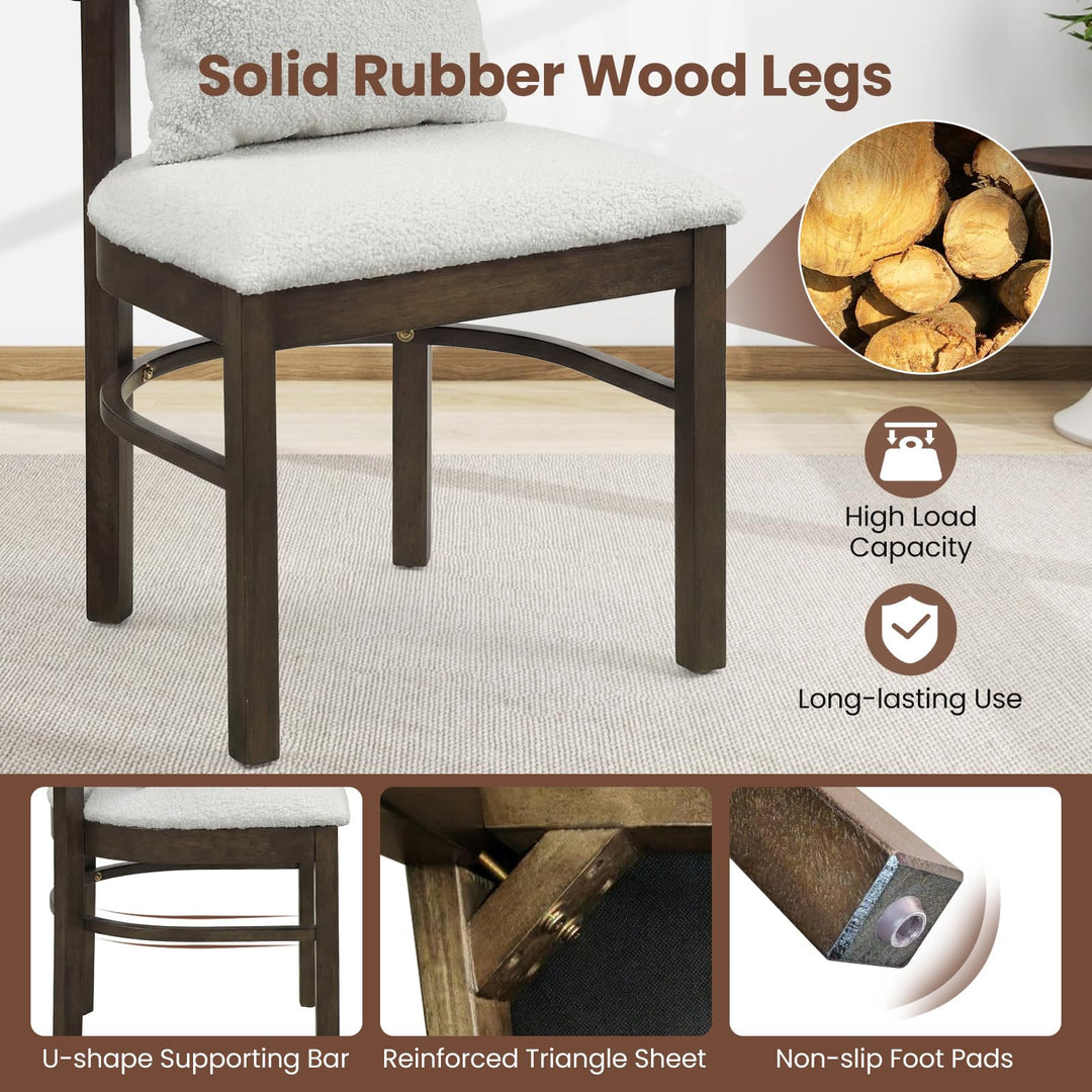 Giantex Wood Dining Chairs Set of 2/4 w/Removable Pillow