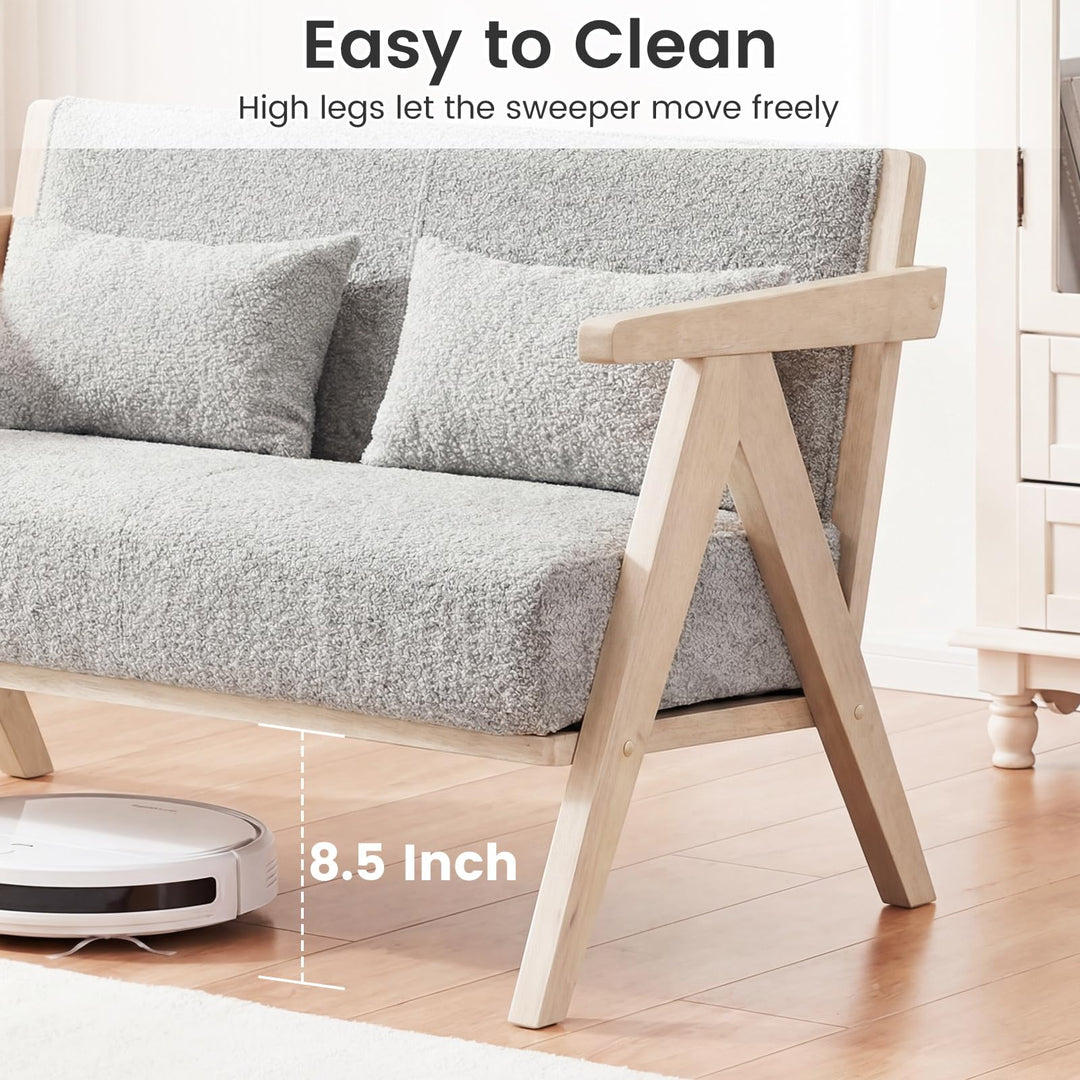 Giantex Loveseat Sofa with Throw Pillows for Small Spaces