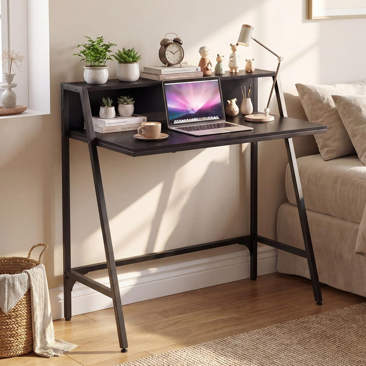 Giantex 31.5" Small Computer Desk with Raised Storage Shelf &amp; Heavy-Duty Metal Frame