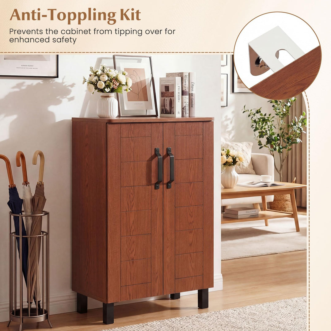 Giantex 5-Tier Shoe Storage Cabinet | Freestanding Wooden Entryway Cabinet w/Storage