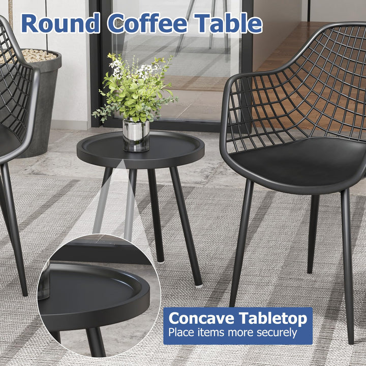 Giantex 3 Piece Patio Furniture Set, Outdoor Bistro Table and Chairs Set of 2, PP Seat &amp; Metal Legs