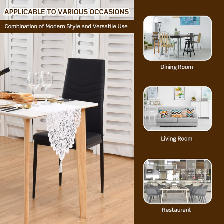 4 Dining Chairs, High Back Dining Side Chairs w/PVC Leather &amp; Non-Slip Feet Pads