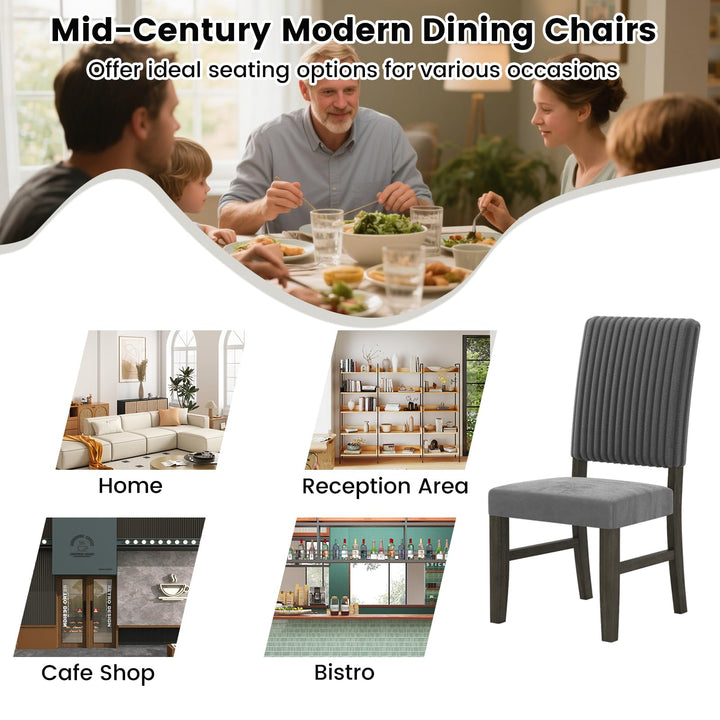 Giantex Dining Chairs Set of 2/4 Mid-Century Velvet Fabric Upholstered Chairs with Rubber Wood Legs Thick Padded Seat