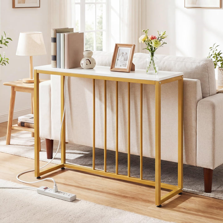 Giantex 39" Narrow Entryway Table with Charging Station &amp; Heavy-Duty Metal Frame