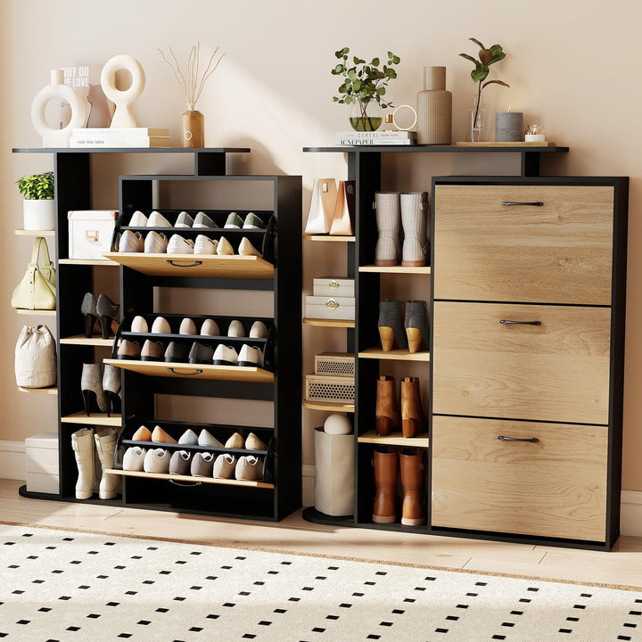 Giantex Shoe Cabinet with 3 Flip Drawers