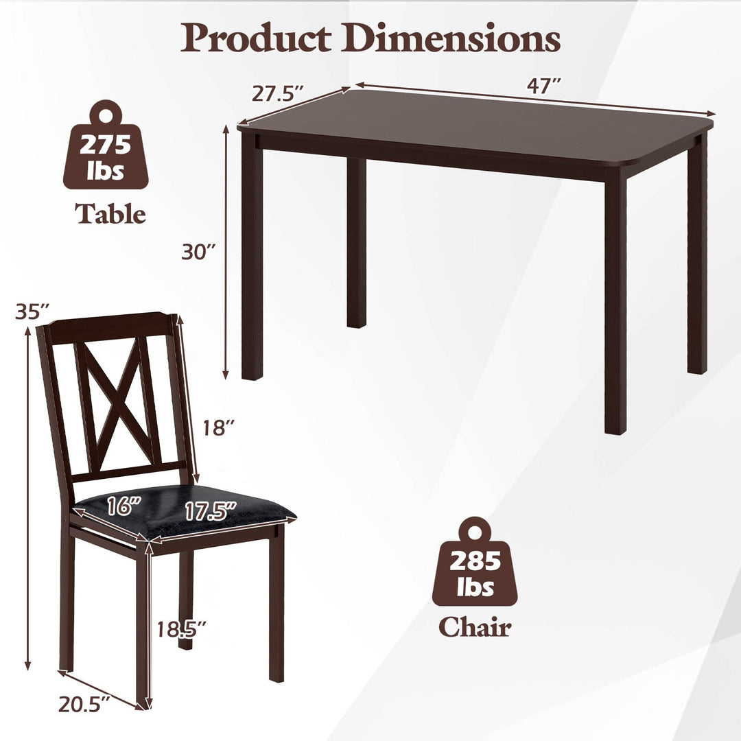 Giantex 5-Piece Dining Table Set for 4, 47" Rectangular Kitchen Table &amp; 4 Chairs