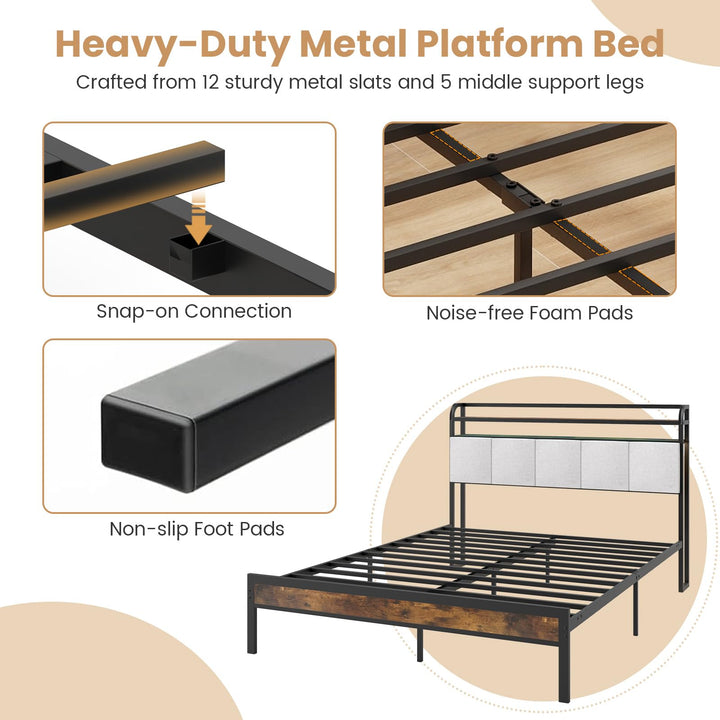 Giantex King/Queen/Full/Twin Size Bed Frame with Storage Headboard