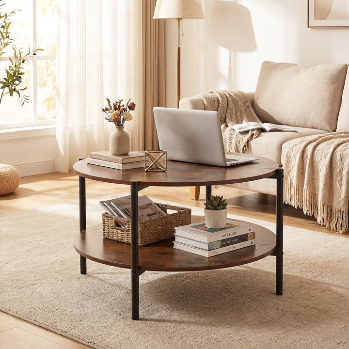Giantex 33.5" Small Center Table with Open Storage Shelf and Heavy-Duty Metal Frame