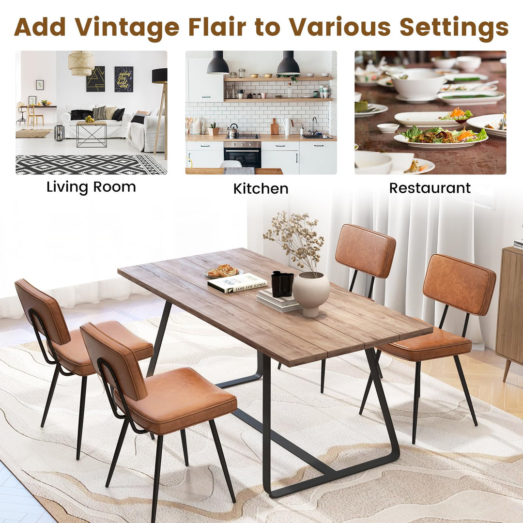 Giantex PU Leather Dining Chairs Set of 2/4, Upholstered Kitchen Chairs w/Padded Backrest &amp; Seat, Metal Legs