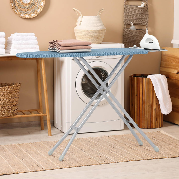 Giantex Full Size Ironing Board with Iron Rest, 57" x 15" Carbon Steel Iron Table with 7-Level Height &amp; Heat Resistant Cover