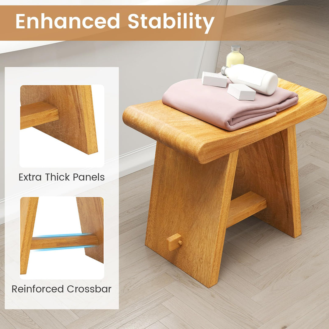 Giantex Teak Shower Bench Stool for Bathroom Fully Assembled Wooden Bath Seat 19.5&