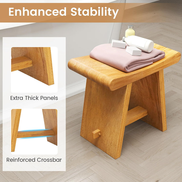 Giantex Teak Shower Bench Stool for Bathroom Fully Assembled Wooden Bath Seat 19.5&