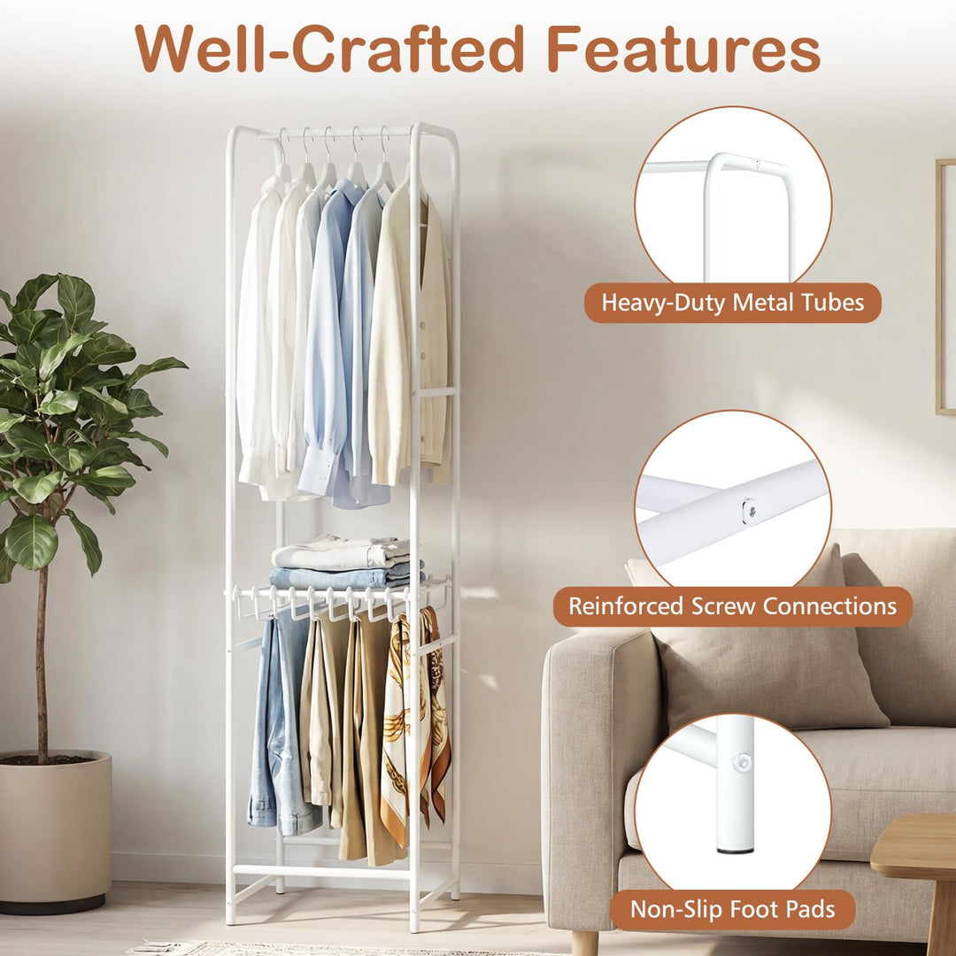 Giantex Heavy-Duty White Garment Rack with 6 Hanging Rods &amp; 10 Pants Hangers