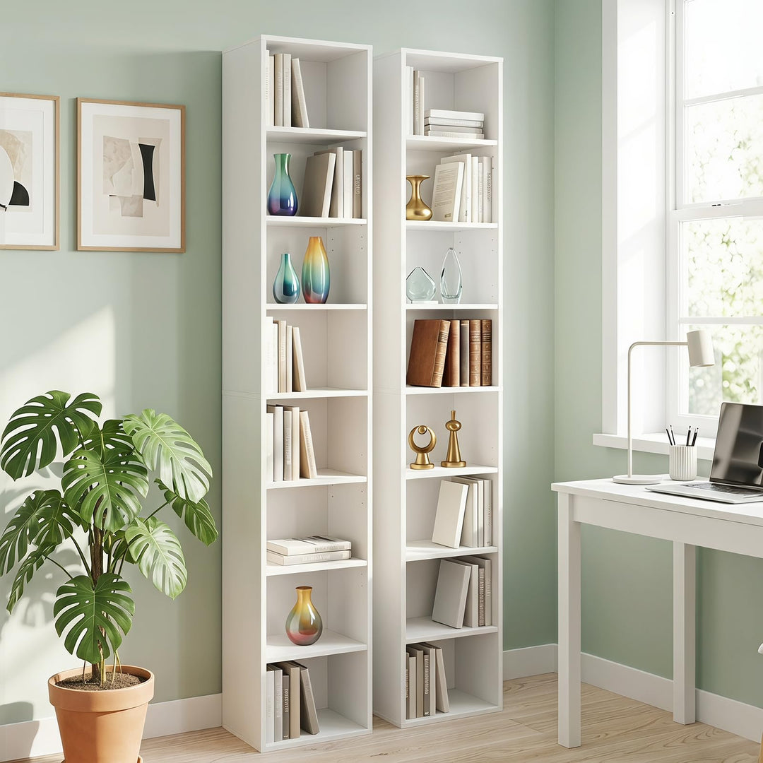 Giantex 8-Tier Tall Narrow Media Tower Rack with 4 Adjustable Shelves (1/2)