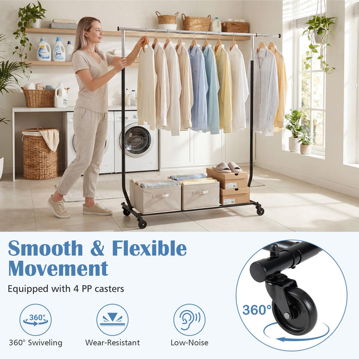 Giantex Extendable Heavy-Duty Rolling Clothing Rack for Hanging Clothes