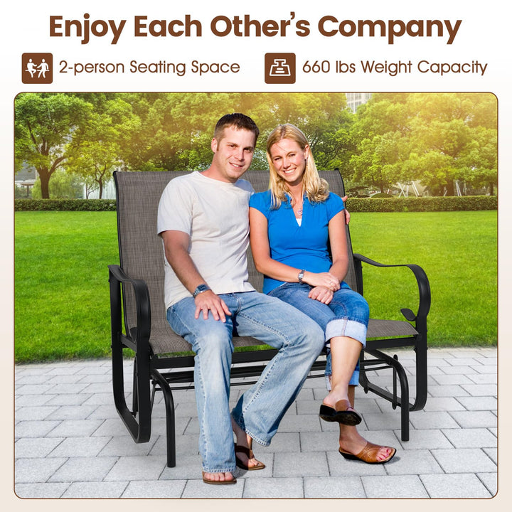 Giantex 2 Person Outdoor Glider Bench with High Backrest