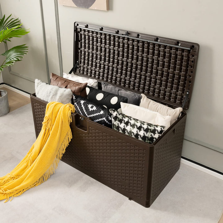 Giantex Patio Deck Box - Outdoor Storage Bin with Flip Lid, Lock Hole, 31-130 Gallons