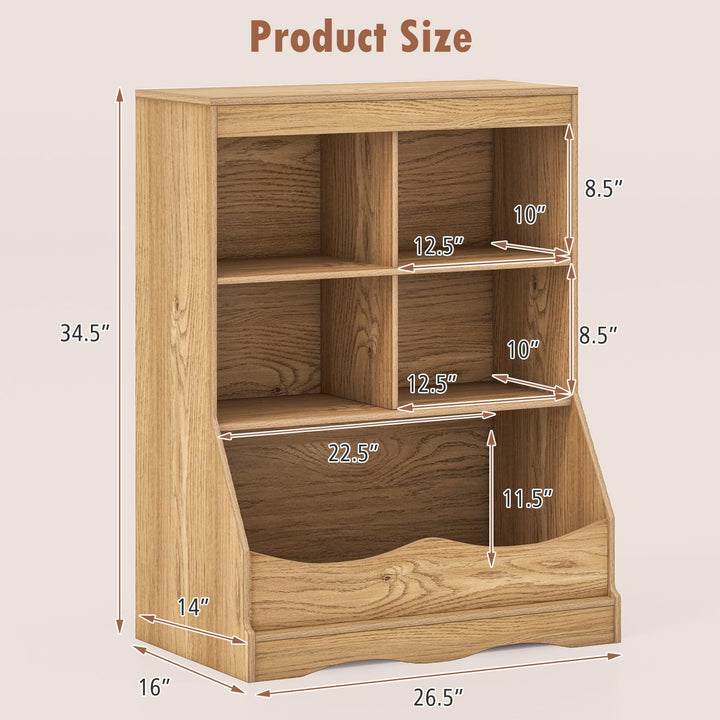 Giantex Storage Cabinet, Small Bookshelf, Short Bookcase with 4 Open Storage Cube &amp; Bottom Compartment