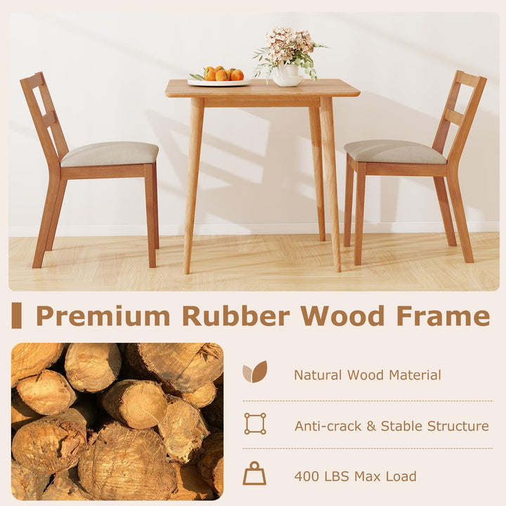 Giantex Wooden Dining Chairs Set of 2/4 Farmhouse Upholstered Kitchen Chairs with Rubber Wood Legs &amp; Fabric Padded Seat
