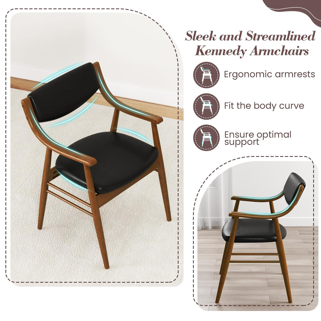 Giantex Wooden Dining Chairs Set of 2/4, PU Leather Upholstered Kitchen Chairs w/Padded Seat &amp; Back