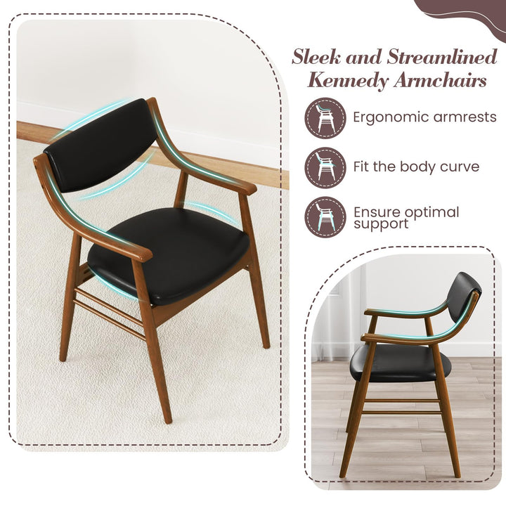 Giantex Wooden Dining Chairs Set of 2/4, PU Leather Upholstered Kitchen Chairs w/Padded Seat &amp; Back