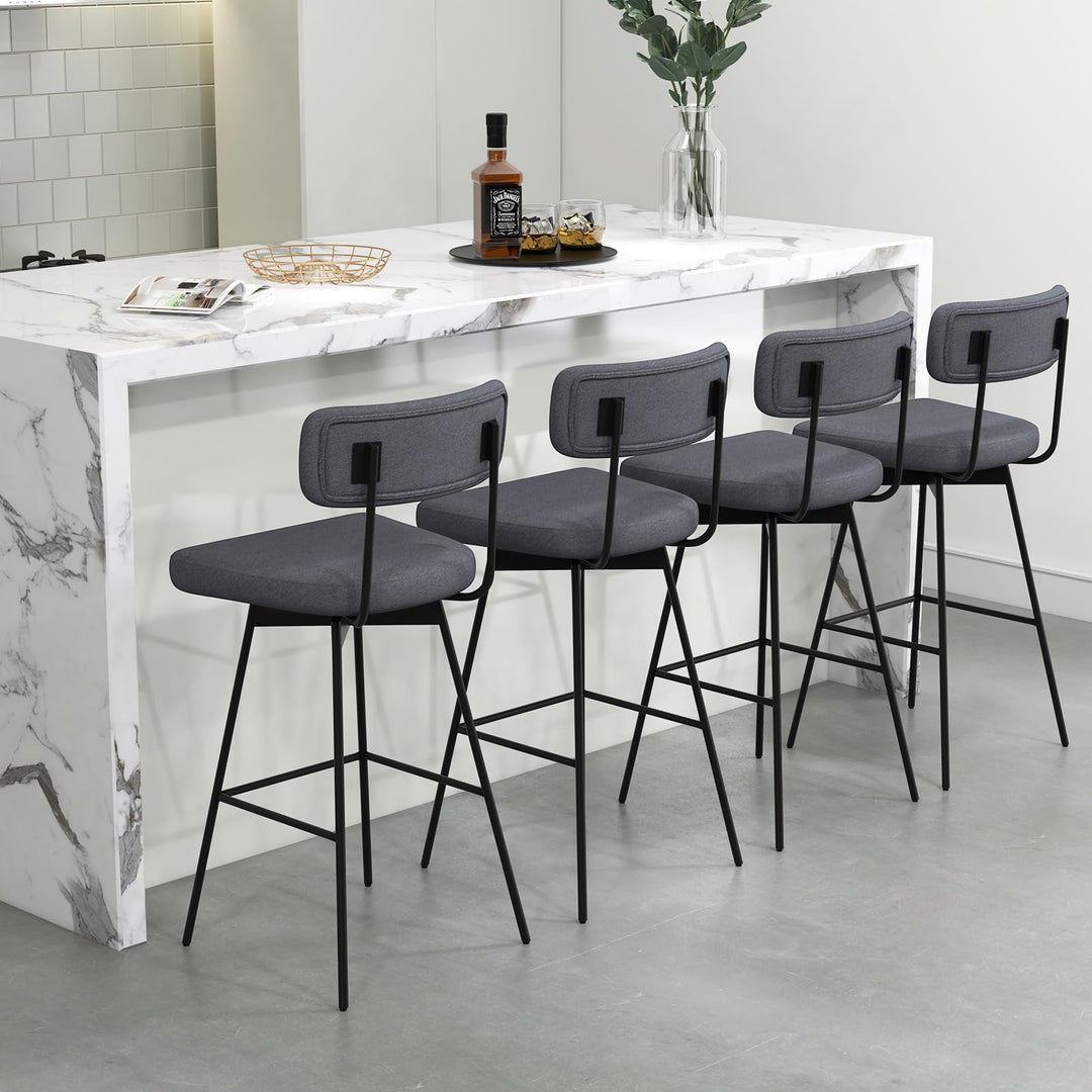 Giantex Swivel Bar Stools,  Upholstered Bar Height Bar Chairs w/Padded Seat &amp; Backrest