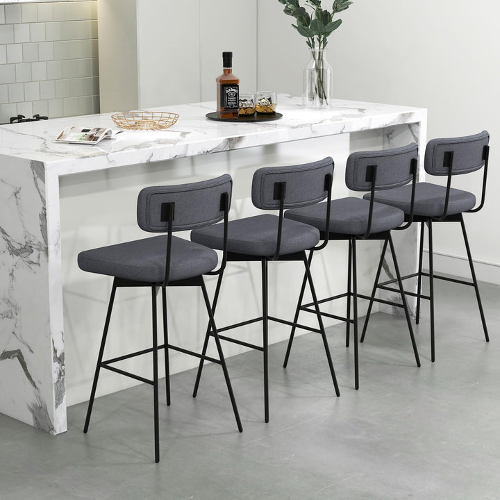 Giantex Swivel Bar Stools,  Upholstered Bar Height Bar Chairs w/Padded Seat &amp; Backrest